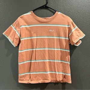 Dickies orange and teal striped t shirt crew neck embroidered